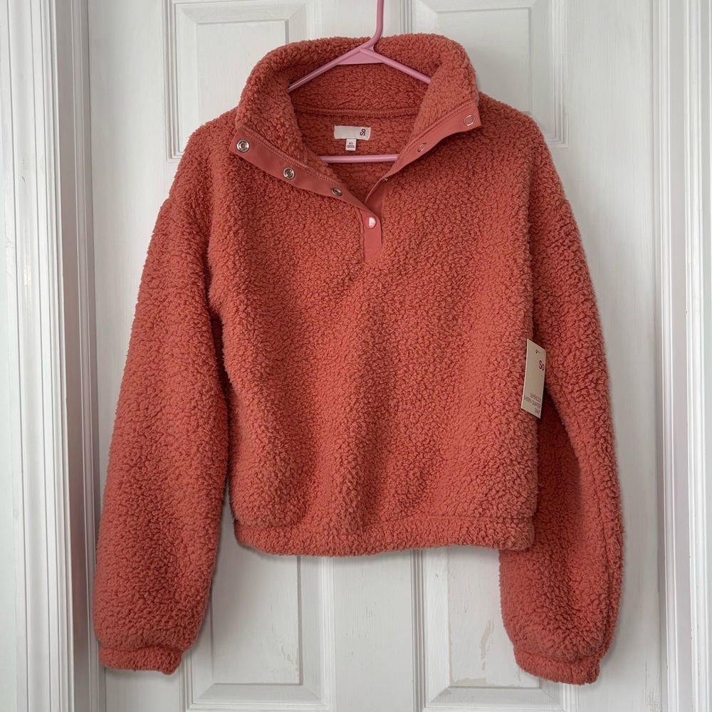 Kohl’s Pink Juniors' SO Long Sleeve Quarter Snap Sherpa Pullover